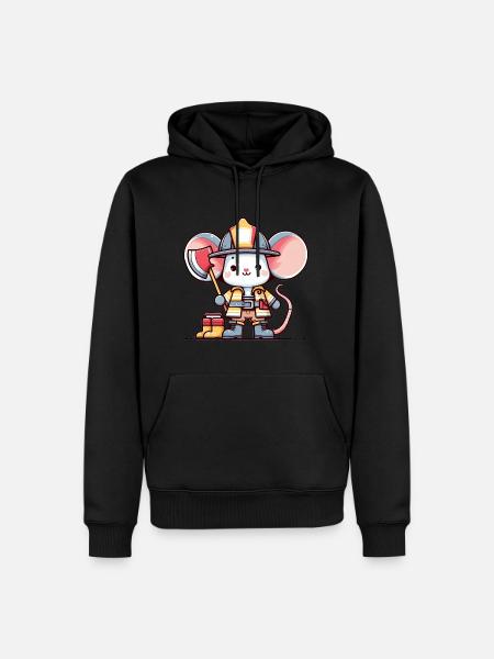 Cute Mouse Firefighter - Men’s Premium Organic Hoodie - black