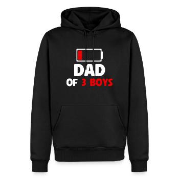 Papa de 3 garçons - Sweat à capuche Premium bio Homme - noir - Devant - Nico (187cm)