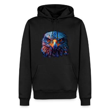Aigle rouge et bleu : art animalier féroce et vif - Sweat à capuche Premium bio Homme - noir - Devant - Nico (187cm)