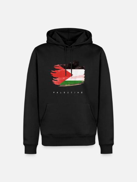 Palästina palästinensische Flagge Wasserfarben - Herre Premium økologisk hoodie - sort