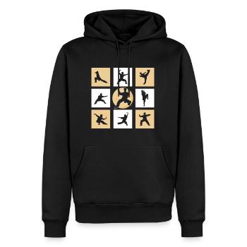 Karaté Amateur Rétro Vintage Arts Martiaux Kickboxing - Sweat à capuche Premium bio Homme - noir - Devant - Nico (187cm)