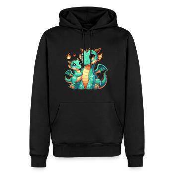 Parent dragon aimant avec enfant - Sweat à capuche Premium bio Homme - noir - Devant - Nico (187cm)