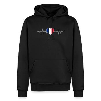 Frankreich Herzschlag / Puls Französische Flagge - Männer Premium Bio Hoodie - Schwarz - Vorne - Nico (187cm)