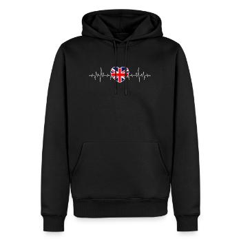 Royaume-Uni & Angleterre Puls Drapeau anglais - Sweat à capuche Premium bio Homme - noir - Devant - Nico (187cm)