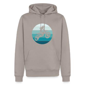 Dirt Bike Retro Sunset Motocross Moto - Sweat à capuche Premium bio Homme - taupe - Devant - Nico (187cm)