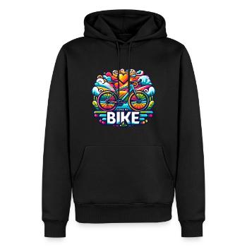 J'adore mon vélo - Love My Bike pour les cyclistes - Sweat à capuche Premium bio Homme - noir - Devant - Nico (187cm)