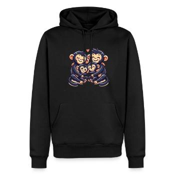 Famille de chimpanzés mère et père avec deux enfants - Sweat à capuche Premium bio Homme - noir - Devant - Nico (187cm)