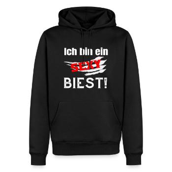 Lustig Ich bin ein sexy Biest - Männer Premium Bio Hoodie - Schwarz - Vorne - Nico (187cm)