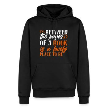 Between The Pages Of A Book Is A Lovely Place - Männer Premium Bio Hoodie - Schwarz - Vorne - Nico (187cm)
