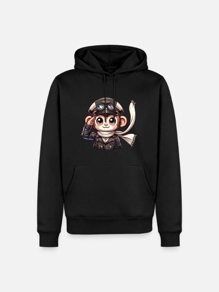 Cute Monkey Pilot - Männer Premium Bio Hoodie - Schwarz