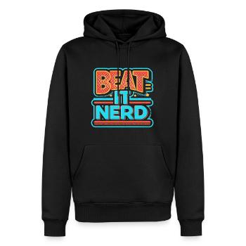 Battez-le Nerd 8 - Sweat à capuche Premium bio Homme - noir - Devant - Nico (187cm)