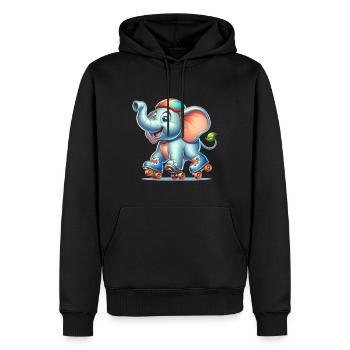 Cute Inline Skater Elephant - Men’s Premium Organic Hoodie - black - Front - Nico (187cm)