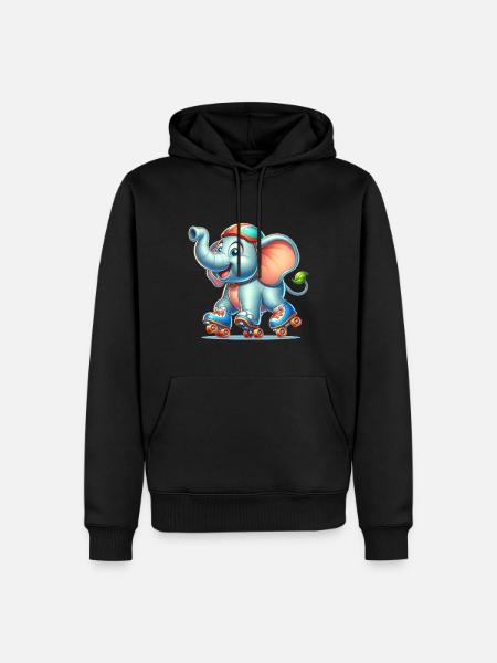 Cute Inline Skater Elephant - Men’s Premium Organic Hoodie - black