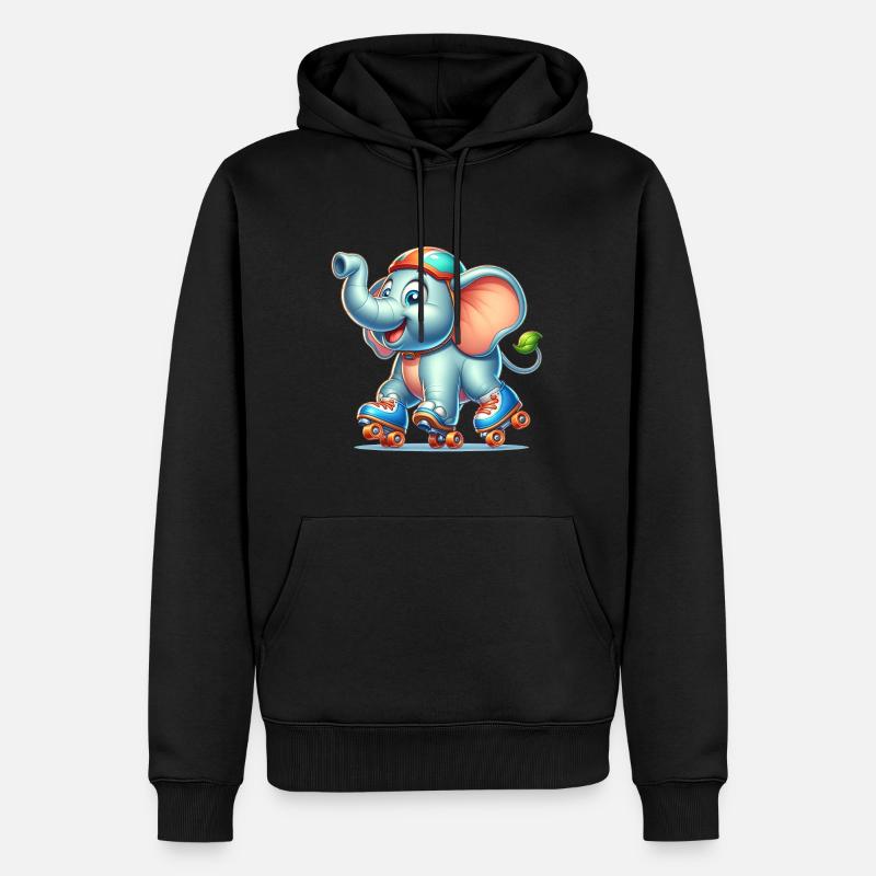 Cute Inline Skater Elephant - Männer Premium Bio Hoodie - Schwarz