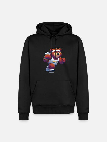 Cute Marathon Runner Bear - Men’s Premium Organic Hoodie - black