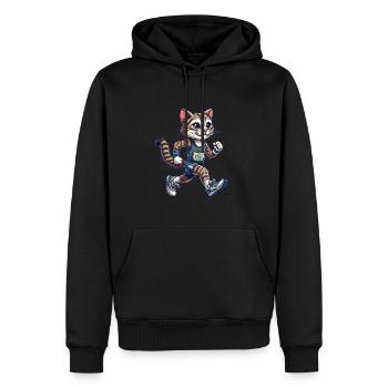 Cute Marathon Runner Cat - Männer Premium Bio Hoodie - Schwarz - Vorne - Nico (187cm)