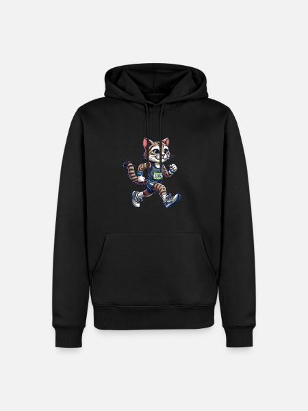 Chat marathonien mignon - Sweat à capuche Premium bio Homme - noir