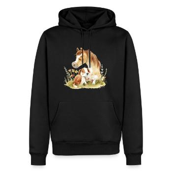 Cute Dog And Horse Friends - Männer Premium Bio Hoodie - Schwarz - Vorne - Nico (187cm)