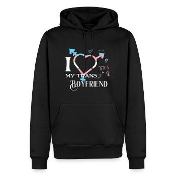 LBGT Flag Gay Pride J’aime mon petit ami trans - Sweat à capuche Premium bio Homme - noir - Devant - Nico (187cm)