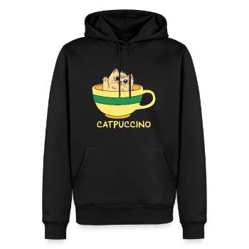 Chat Drôle d’animal Jeux de mots - Sweat à capuche Premium bio Homme - noir - Devant - Nico (187cm)