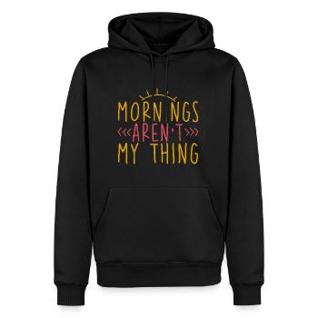 Les matins ne sont pas mon truc 2 - Sweat à capuche Premium bio Homme - noir - Devant - Nico (187cm)