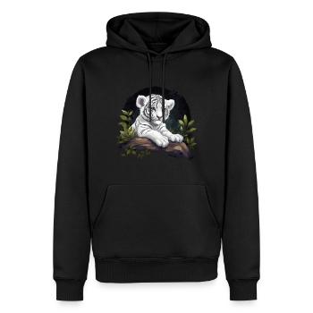 Baby Weißer Tiger Wildkatze Jungle - Männer Premium Bio Hoodie - Schwarz - Vorne - Nico (187cm)