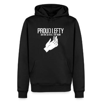 Fier gaucher, donne-moi un peu de coude 4 - Sweat à capuche Premium bio Homme - noir - Devant - Nico (187cm)