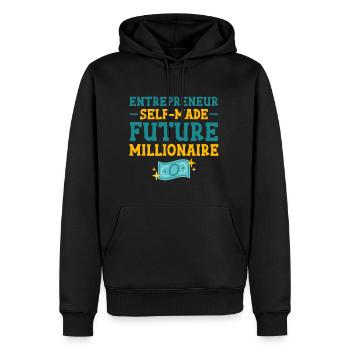 Entrepreneur autodidacte futur millionnaire 4 - Sweat à capuche Premium bio Homme - noir - Devant - Nico (187cm)
