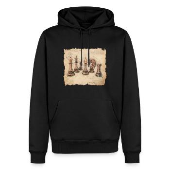 chess pieces shirt middle - Männer Premium Bio Hoodie - Schwarz - Vorne - Nico (187cm)