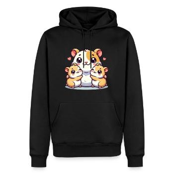 Parent hamster aimant avec deux enfants mignons - Sweat à capuche Premium bio Homme - noir - Devant - Nico (187cm)