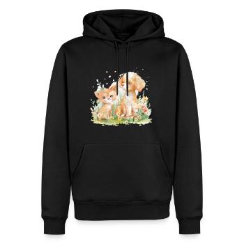 Cute Cat And Dog Friends - Männer Premium Bio Hoodie - Schwarz - Vorne - Nico (187cm)