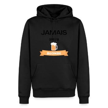 T-shirt humoristique bière humour - Sweat à capuche Premium bio Homme - noir - Devant - Nico (187cm)
