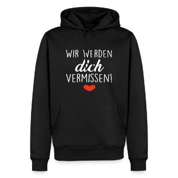 Wir Werden Dich Vermissen! Herz - Männer Premium Bio Hoodie - Schwarz - Vorne - Nico (187cm)