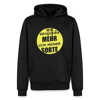 Wir Brauchen Mehr Von Meiner Sorte - hell - Männer Premium Bio Hoodie - Schwarz - Vorne - Nico (187cm)
