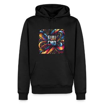 Run Cmd 42 - Männer Premium Bio Hoodie - Schwarz - Vorne - Nico (187cm)