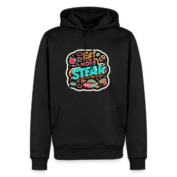 Eat More Steak 13 - Men’s Premium Organic Hoodie - black - Front - Nico (187cm)