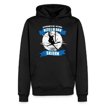 Alter Mann auf Skiern - Männer Premium Bio Hoodie - Schwarz - Vorne - Nico (187cm)