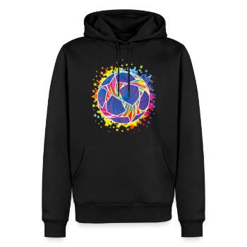 Bunte Fußball Splash Fußballliebhaber Spieltag - Männer Premium Bio Hoodie - Schwarz - Vorne - Nico (187cm)