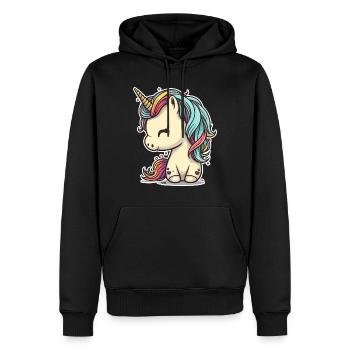 Einhorn Bunt Farben Süß Niedlich Cartoon Comic - Männer Premium Bio Hoodie - Schwarz - Vorne - Nico (187cm)