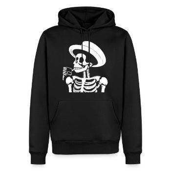 Sarcastic Funny Skeleton Drinking Espresso Coffee - Men’s Premium Organic Hoodie - black - Front - Nico (187cm)