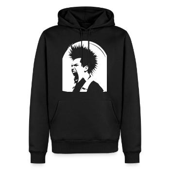 Schreiender Punkrocker mit Mohican Anarchy Punk - Männer Premium Bio Hoodie - Schwarz - Vorne - Nico (187cm)