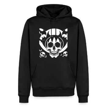 Horreur Crâne Crâne Art Crâne Gothique Heavy Metal - Sweat à capuche Premium bio Homme - noir - Devant - Nico (187cm)