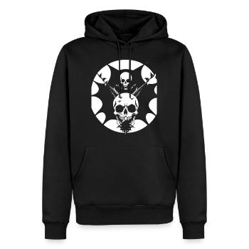 Horror Schädel Schädel Kunst Totenkopf Gothic Heavy Metal - Männer Premium Bio Hoodie - Schwarz - Vorne - Nico (187cm)