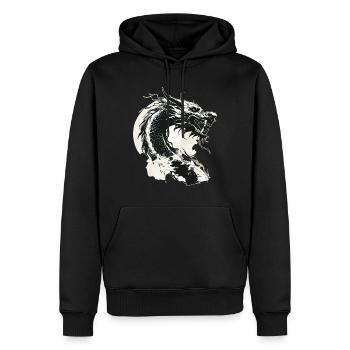 Drache Fantasie Magie Mystik Kreatur Tier Vintage - Männer Premium Bio Hoodie - Schwarz - Vorne - Nico (187cm)