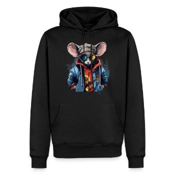 Urban Rodent: Streetwise Mouse Vibes - Sweat à capuche Premium bio Homme - noir - Devant - Nico (187cm)