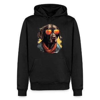 Urban Retriever: Streetwise Labrador Vibes - Männer Premium Bio Hoodie - Schwarz - Vorne - Nico (187cm)