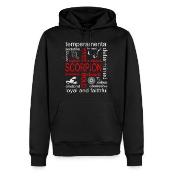 Signe du zodiaque Scorpion - Sweat à capuche Premium bio Homme - noir - Devant - Nico (187cm)