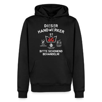 Dieser Handwerker ist 60. Schonend behandeln - Männer Premium Bio Hoodie - Schwarz - Vorne - Nico (187cm)
