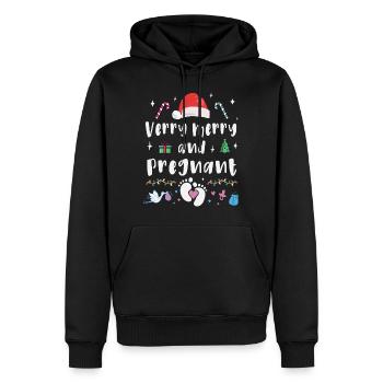 Fröhlich und schwanger an Weihnachten - Männer Premium Bio Hoodie - Schwarz - Vorne - Nico (187cm)