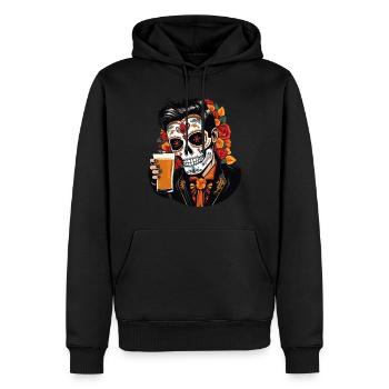 Dia De Los Muertos Bier Totenkopf Totenschädel - Männer Premium Bio Hoodie - Schwarz - Vorne - Nico (187cm)